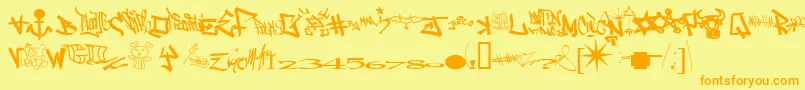 One8seven Font – Orange Fonts on Yellow Background