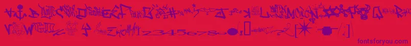 One8seven-Schriftart – Violette Schriften auf rotem Hintergrund