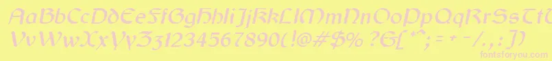 GaelicItalic Font – Pink Fonts on Yellow Background