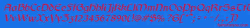 GaelicItalic Font – Red Fonts on Blue Background