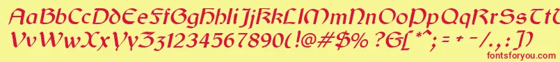 GaelicItalic Font – Red Fonts on Yellow Background