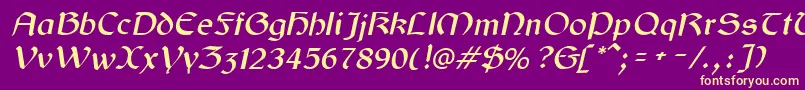 GaelicItalic Font – Yellow Fonts on Purple Background