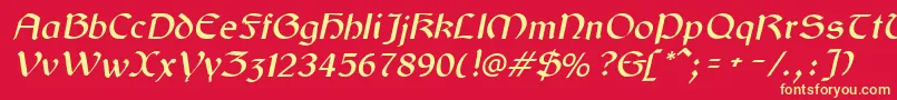 GaelicItalic Font – Yellow Fonts on Red Background