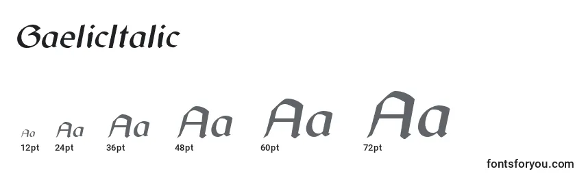 GaelicItalic Font Sizes