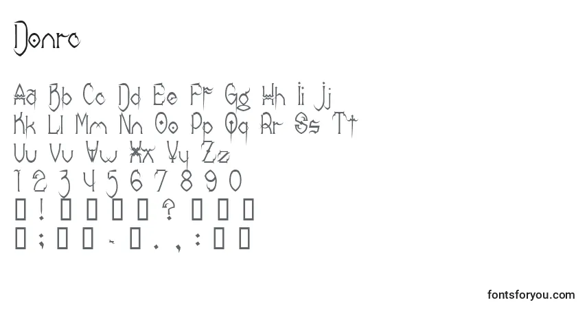 A fonte Donrc – alfabeto, números, caracteres especiais