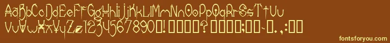 Donrc-fontti – keltaiset fontit ruskealla taustalla