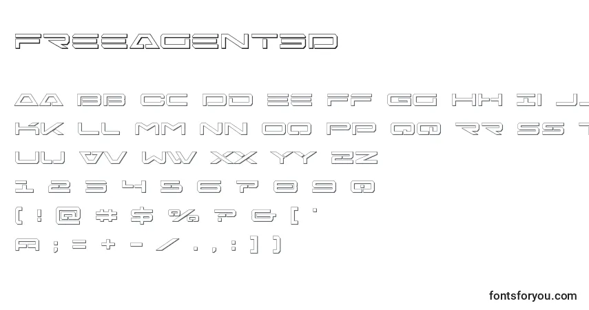 Schriftart Freeagent3D – Alphabet, Zahlen, spezielle Symbole