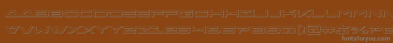 Freeagent3D-fontti – harmaat kirjasimet ruskealla taustalla