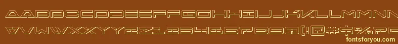 Freeagent3D-fontti – keltaiset fontit ruskealla taustalla