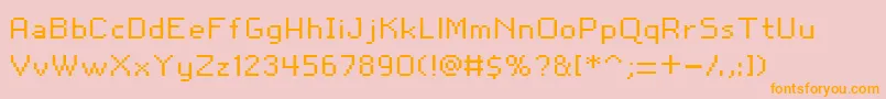 フォントSnoot.OrgPixel10 – オレンジの文字がピンクの背景にあります。