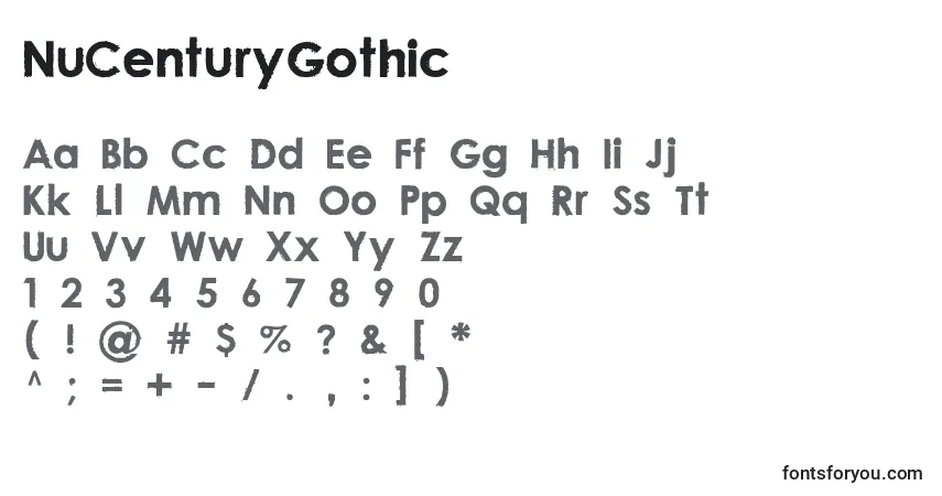 Шрифт NuCenturyGothic – алфавит, цифры, специальные символы