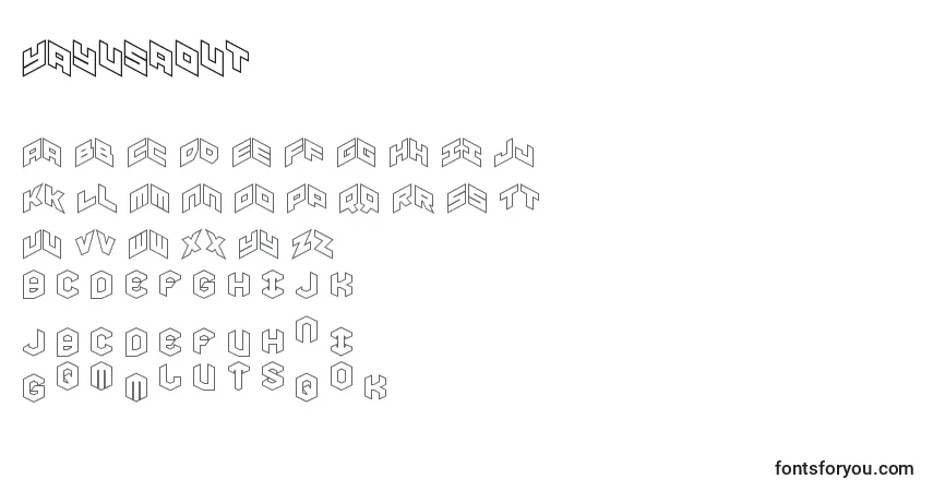 Czcionka Yayusaout – alfabet, cyfry, specjalne znaki