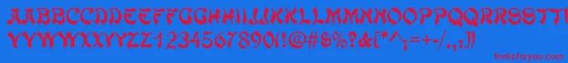 DengThick Font – Red Fonts on Blue Background