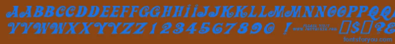 Actioniswidediagonaljlexpandeditalic Font – Blue Fonts on Brown Background