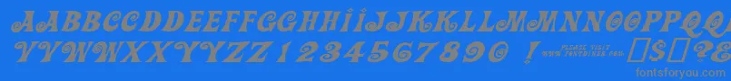 Actioniswidediagonaljlexpandeditalicフォントについての詳細 フォントActioniswidediagonaljlexpandeditalic – 青い背景に灰色の文字
