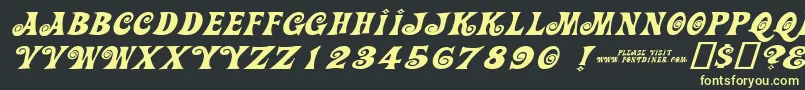 フォントActioniswidediagonaljlexpandeditalic – 黒い背景に黄色の文字