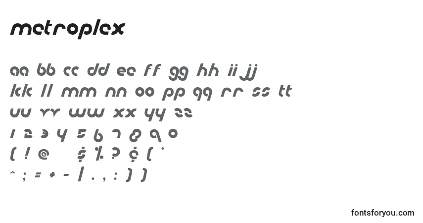 Schriftart Metroplex – Alphabet, Zahlen, spezielle Symbole