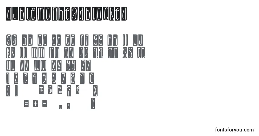 Schriftart DjbLemonHeadBlocked – Alphabet, Zahlen, spezielle Symbole