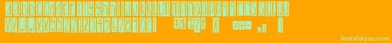 DjbLemonHeadBlocked-Schriftart – Grüne Schriften auf orangefarbenem Hintergrund