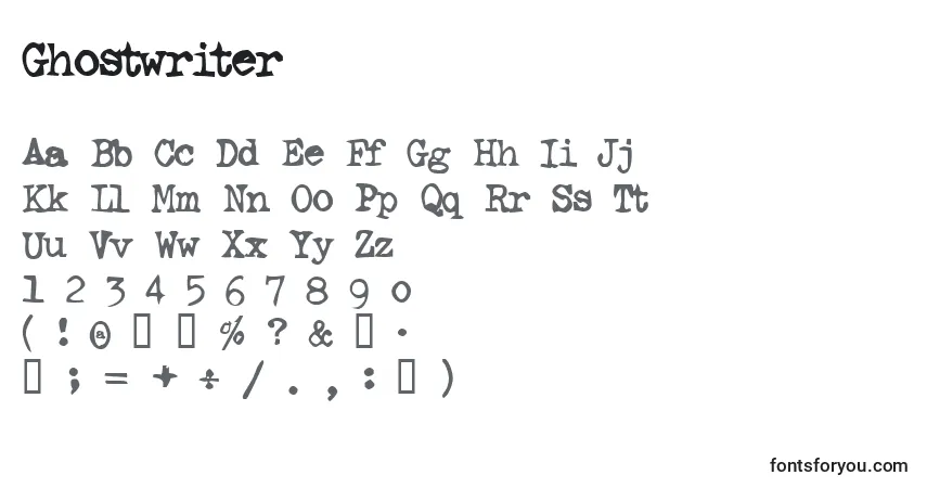 Ghostwriter-fontti – aakkoset, numerot, erikoismerkit