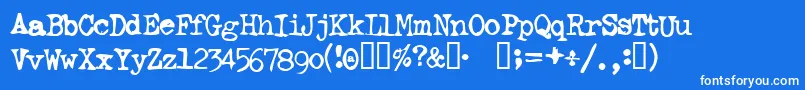 Ghostwriter-Schriftart – Weiße Schriften auf blauem Hintergrund