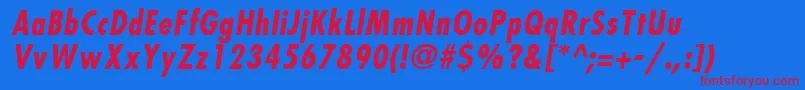 KudosBlackCondensedSsiBoldCondensedItalic Font – Red Fonts on Blue Background