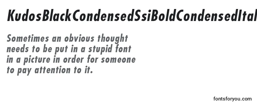 Review of the KudosBlackCondensedSsiBoldCondensedItalic Font