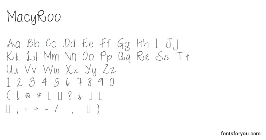 Schriftart MacyRoo – Alphabet, Zahlen, spezielle Symbole