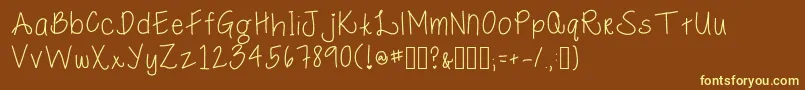 MacyRoo-fontti – keltaiset fontit ruskealla taustalla