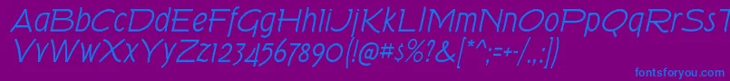 TorkRgIt-Schriftart – Blaue Schriften auf violettem Hintergrund