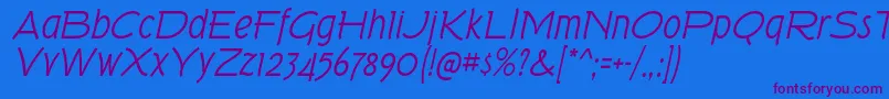 Fonte TorkRgIt – fontes roxas em um fundo azul