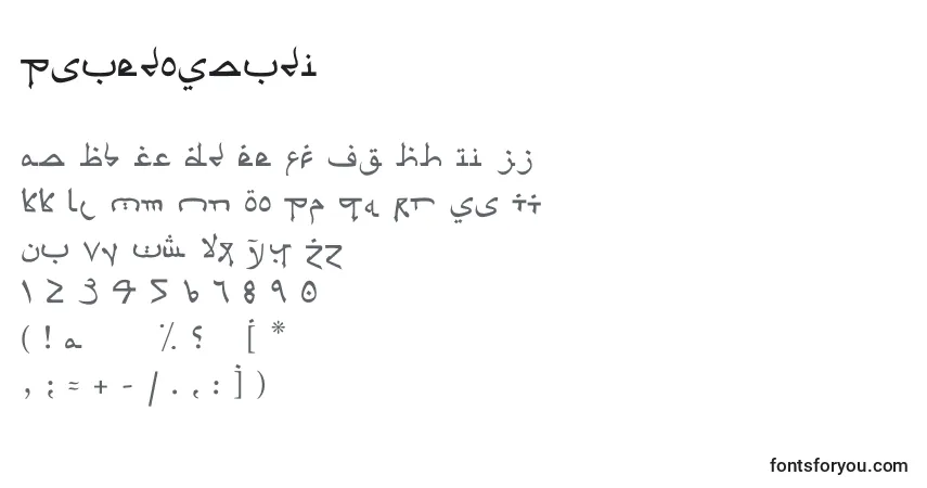 Fuente PsuedoSaudi - alfabeto, números, caracteres especiales
