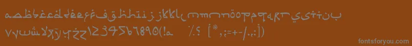 フォントPsuedoSaudi – 茶色の背景に灰色の文字