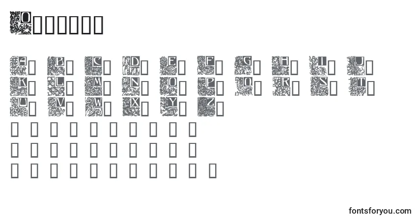 Czcionka Ornate5 – alfabet, cyfry, specjalne znaki