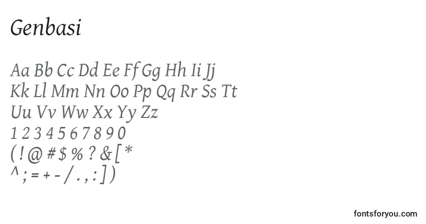 Czcionka Genbasi – alfabet, cyfry, specjalne znaki