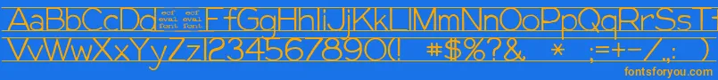 フォントGiffordEval – オレンジ色の文字が青い背景にあります。