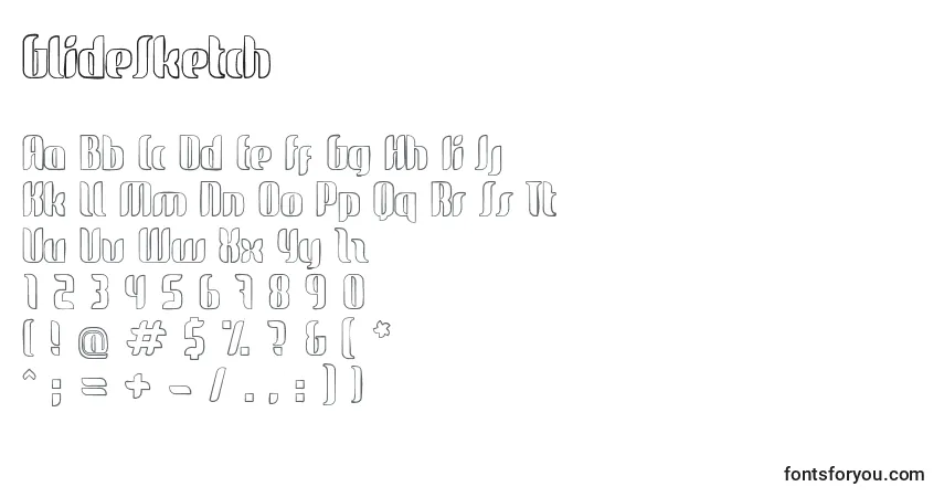 Fuente GlideSketch - alfabeto, números, caracteres especiales