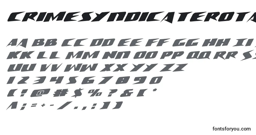 Schriftart Crimesyndicaterotal – Alphabet, Zahlen, spezielle Symbole