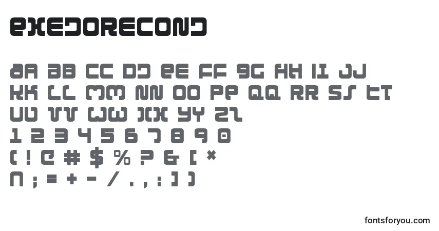 Exedorecond-fontti – aakkoset, numerot, erikoismerkit