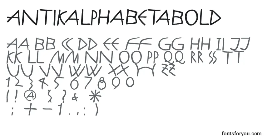A fonte AntikalphabetaBold – alfabeto, números, caracteres especiais
