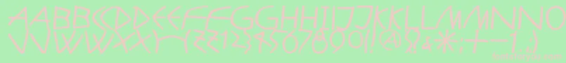 AntikalphabetaBold-fontti – vaaleanpunaiset fontit vihreällä taustalla