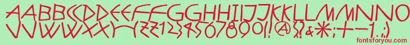 AntikalphabetaBold-Schriftart – Rote Schriften auf grünem Hintergrund