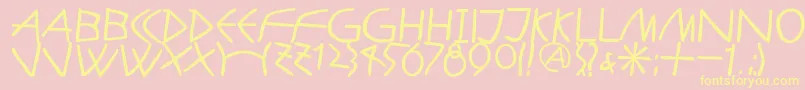 AntikalphabetaBold-fontti – keltaiset fontit vaaleanpunaisella taustalla