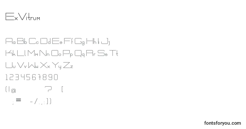 Czcionka ExVitrum – alfabet, cyfry, specjalne znaki