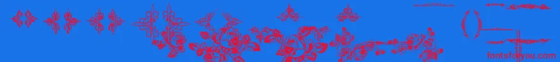 EutemiaOrnaments Font – Red Fonts on Blue Background