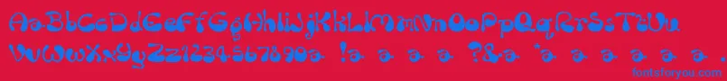 RumBubber-Schriftart – Blaue Schriften auf rotem Hintergrund