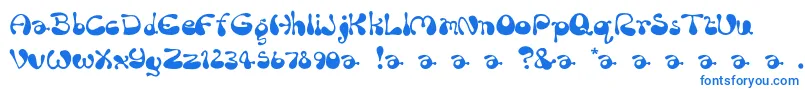 RumBubber-Schriftart – Blaue Schriften auf weißem Hintergrund