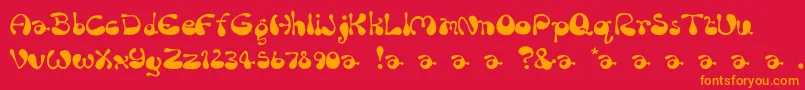 RumBubber-Schriftart – Orangefarbene Schriften auf rotem Hintergrund