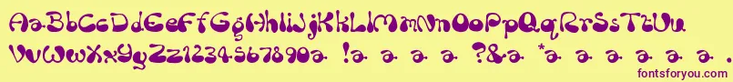 RumBubber-Schriftart – Violette Schriften auf gelbem Hintergrund