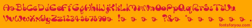 フォントRumBubber – オレンジの背景に赤い文字